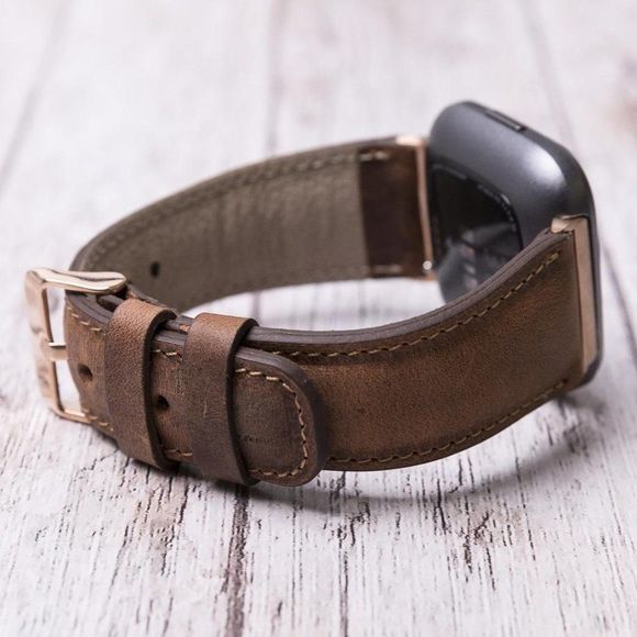 Fitbit Versa 1, 2, 3 & Sense Leather Band Brown - Picture 6 of 8